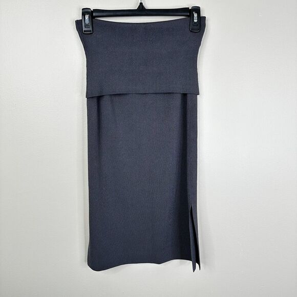 MM. LAFLEUR Skirt Size Small Harlem 2.0 Stretch Knit Foldover Waist Gray - Picture 2 of 9